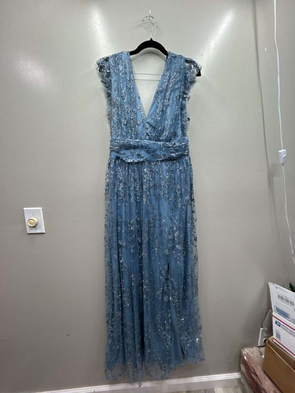 Baltic Born Light Blue Embellished Maxi Dress